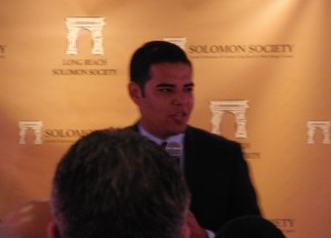 Mayor-Elect Robert Garcia speaking two weeks ago