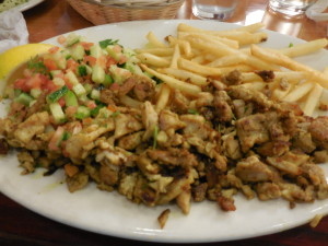 Shawarma on plate at Jerusalem Grill