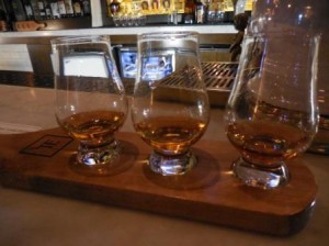Flight of whiskies at Todd English P.U.B.