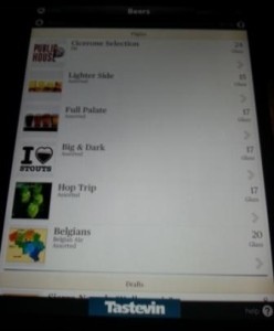 Flights of beer at Public House on iPad