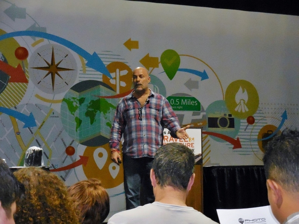 Ralph Velasco speaking about travel photography at last month's Los Angeles Travel and Adventure Show