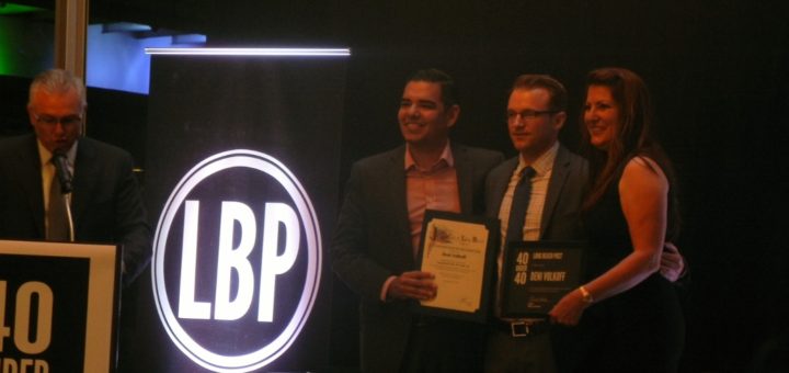 Each of the forty honorees had their pictures taken with Mayor Garcia and Cindy Allen, while a brief description about them was read off by Commander Randy Allen (far left). Pictured here is Deni Volkoff.